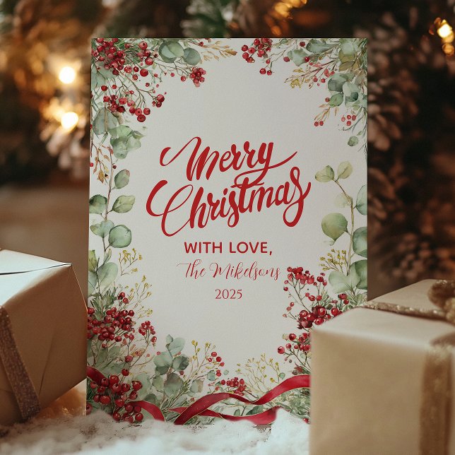 Christmas Winter Berry Wreath Feiertagskarte (Von Creator hochgeladen)