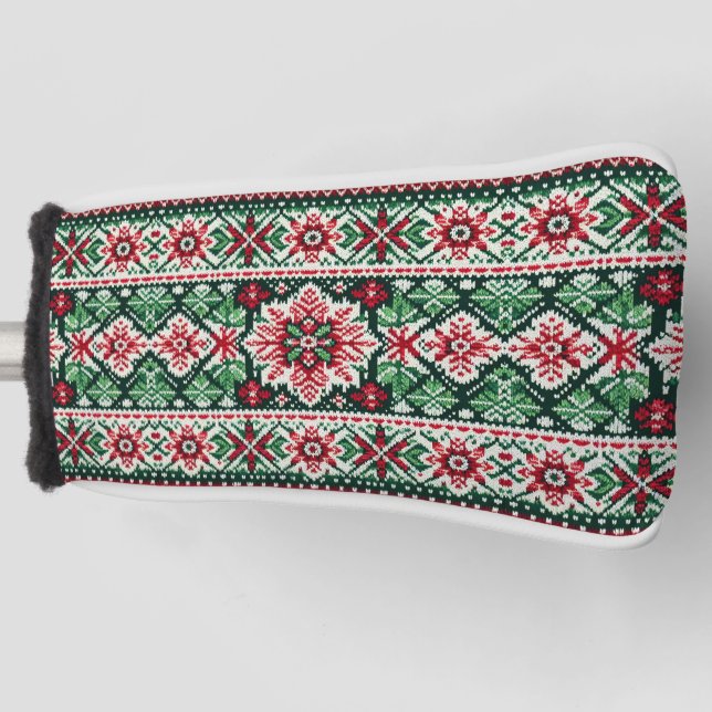 Christmas/Winter fair isle red & green Golf Headcover (Vorderseite)
