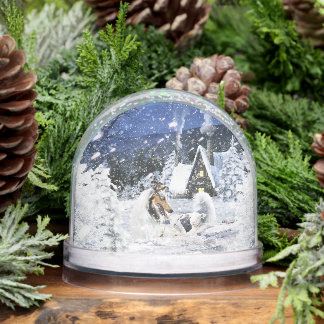 Christmas Winter Fairy Tale, Blue Merle Collie - Schneekugeln