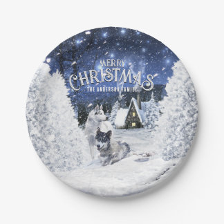 Christmas Winter Fairy Tale, Wolves in Snow - Pappteller