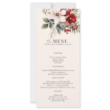 Christmas Winter Floral Elegant Wedding Menu