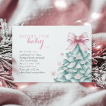 Christmas Winter Girl Baby Shooting Books for Baby Begleitkarte<br><div class="desc">Feiern Sie die Ankunft Ihres kleinen Mädchens mit dieser bezaubernden,  winterlichen Baby Duschkabine. Dieses elegante Design mit einem aquamarinen Weihnachtsbaum und einem zarten,  rosafarbenen Bogen,  umgeben von pastellfarbenen Schneeflocken,  verbindet festlichen Charme mit einer weichen,  coquette Touch. Ideal für einen unvergesslichen Winter Babydusche mit einem skurrilen,  aber raffinierten Gefühl.</div>
