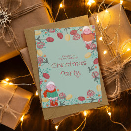 Christmas Winter Lamb Floral Border Illustration Einladung