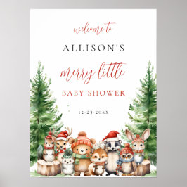 Christmas Winter Merry little baby shower woodland Poster