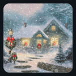 Christmas Winter Quadratischer Aufkleber<br><div class="desc">Christmas Winter</div>
