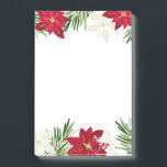 Christmas Winter Red Bold Poinsettia Post-it Klebezettel<br><div class="desc">Weihnachts Winter Rote Poinsettia Grenze weiß</div>
