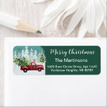 Christmas Winter Red Truck Tree Return Address<br><div class="desc">Just a charming little Christmas scene -- the red truck carrying the trees with the snow falling - personalize with your address,  of course  - with just a touch of glitter surrounding.  Any design questions or requests email: charmdesignstudio@rcn.com and we will be happy to assist.</div>