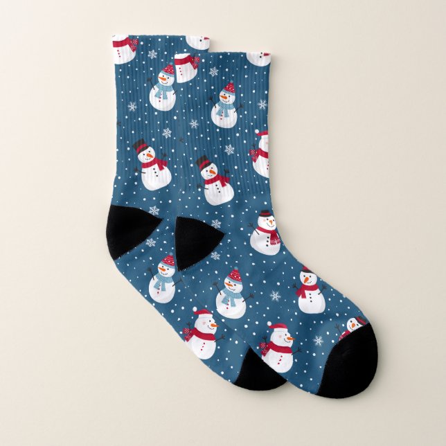 CHRISTMAS WINTER SNOWMAN CUSTOMIZABLE MONOGRAM SOCKEN (Paar)