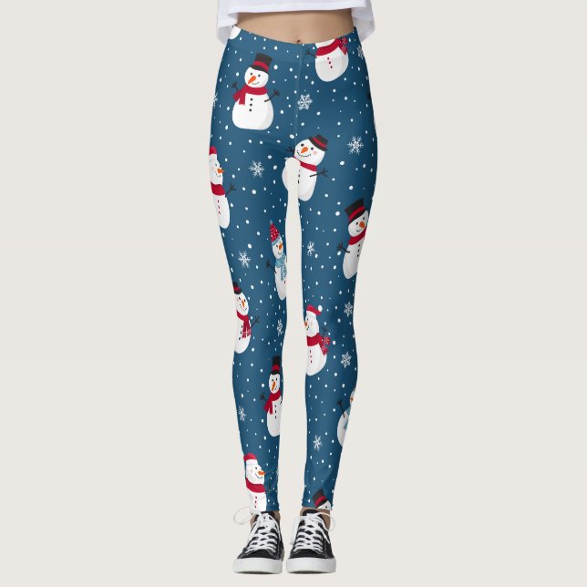 CHRISTMAS WINTER SNOWMAN CUSTOMIZABLE MONOGRAMM LEGGINGS (Vorderseite)