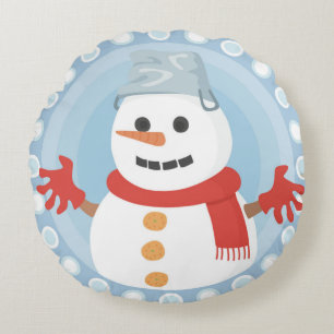 CHRISTMAS WINTER SNOWMAN RUNDES KISSEN