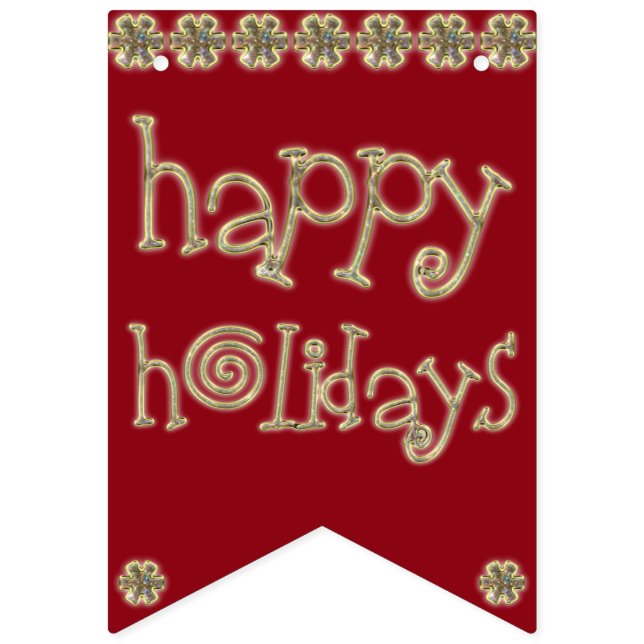 Christmas Wish Chic Gold Glitzer Typografie Red Wimpelkette (Erste Fahne)