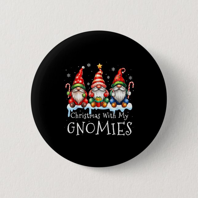 Christmas With My Gnomies Buffalo Plaid Gnome Fami Button (Vorderseite)
