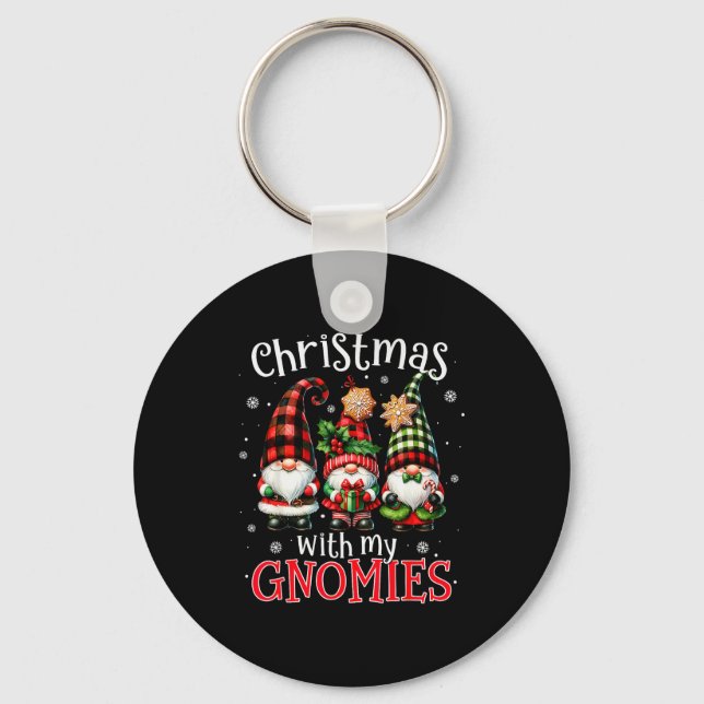 Christmas With My Gnomies Buffalo Plaid Gnome Fami Schlüsselanhänger (Vorderseite)