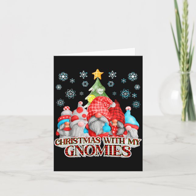 Christmas With My Gnomies Plaid Gnome Group Pajama Karte (Vorderseite)