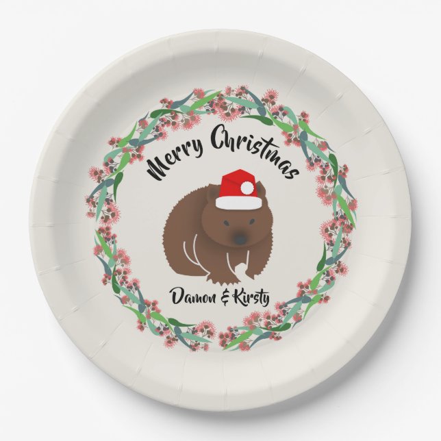 Christmas Wombat Pappteller (Vorderseite)