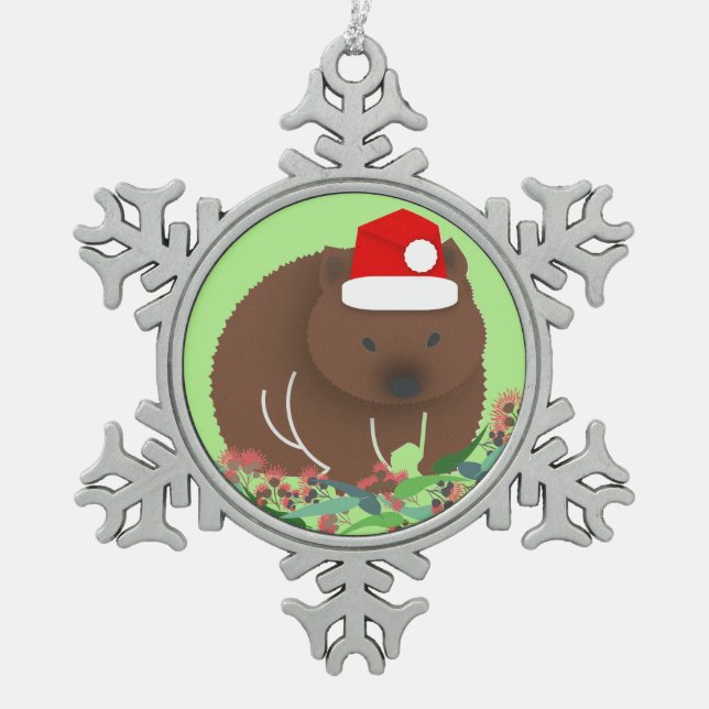 Christmas Wombat Schneeflocken Zinn-Ornament (Vorderseite)