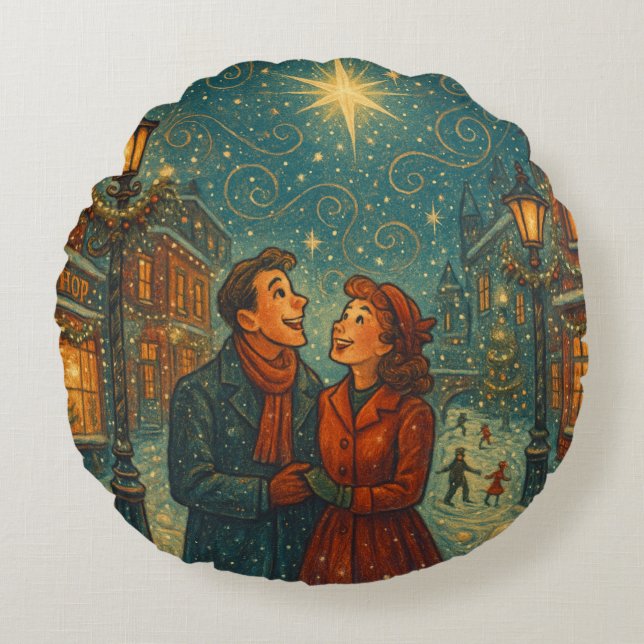 Christmas Wonder Round Pillow Rundes Kissen (Vorderseite)