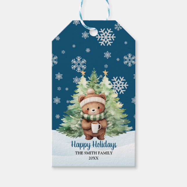 CHRISTMAS WOODLAND BEAR GESCHENKANHÄNGER (Vorderseite)