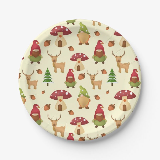 Christmas Woodland Gnome | Urlaub Pappteller (Vorderseite)