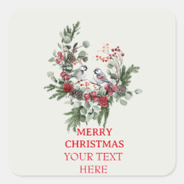 Christmas Woodland Minimalist Simple Holiday 1 Quadratischer Aufkleber