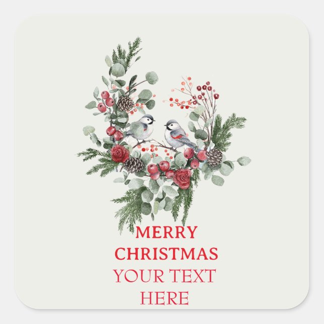 Christmas Woodland Minimalist Simple Holiday 1 Quadratischer Aufkleber (Vorderseite)