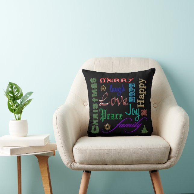Christmas Word Art Throw Kissen (Stuhl )
