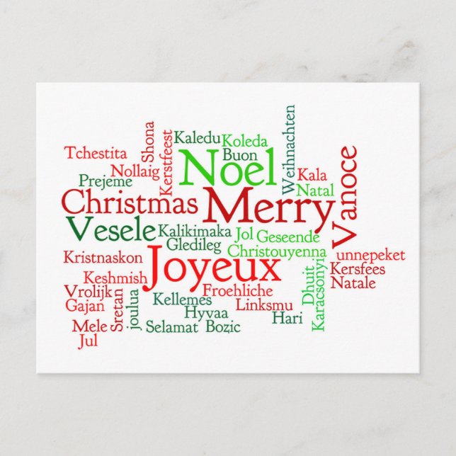 Christmas Word Cloud Feiertagspostkarte (Vorderseite)