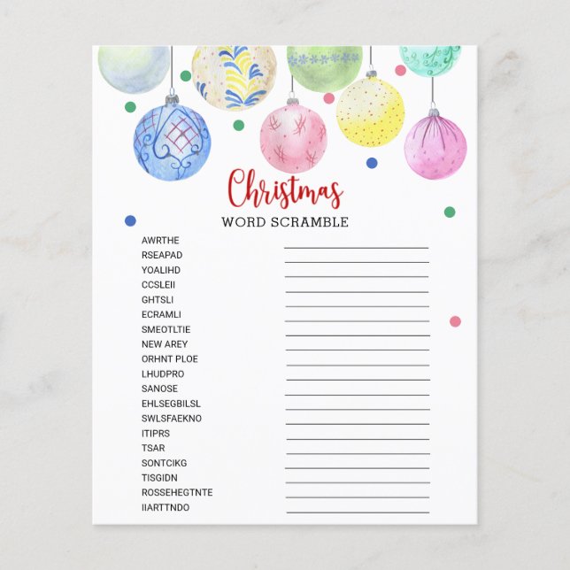 Christmas Word Scramble Game Card Flyer (Vorne)