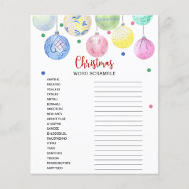 Christmas Word Scramble Game Card Flyer
