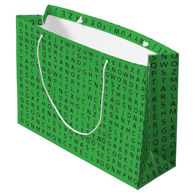 Christmas Word Search Puzzle Gift Bag Große Geschenktüte (Rückseite Schrägansicht)