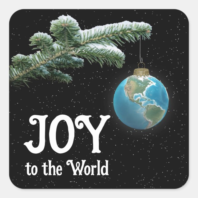 Christmas World Globe Ornament With Stars Quadratischer Aufkleber (Vorderseite)