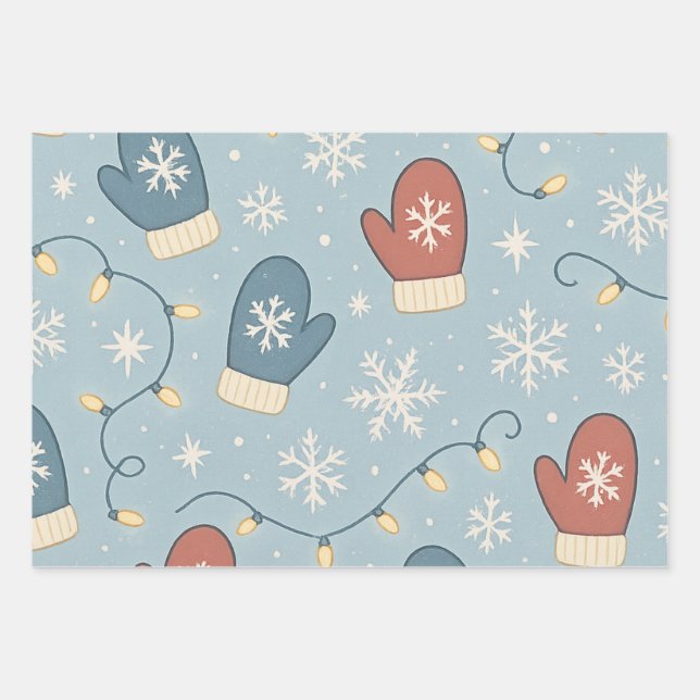 Christmas Wrapping Paper – 3 Flat Sheets | Festive Geschenkpapier Set (Vorderseite)