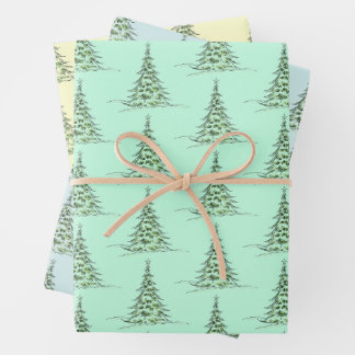 Christmas Wrapping Paper Flat Sheet Set of 3 Geschenkpapier Set