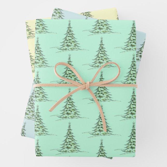 Christmas Wrapping Paper Flat Sheet Set of 3 Geschenkpapier Set (Beispiel)