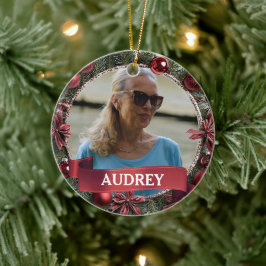 Christmas Wreath ANY Photo Tree Keramik Ornament