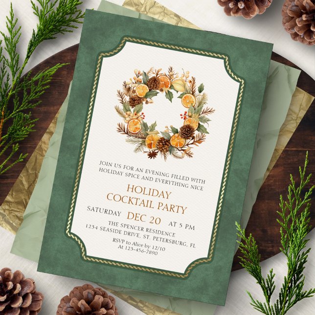 Christmas Wreath Cocktail Party Invitation Einladung (Von Creator hochgeladen)