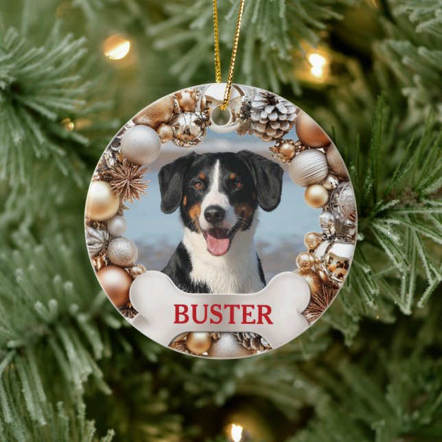Christmas Wreath Dog Photo Tree Ornament (Baum)