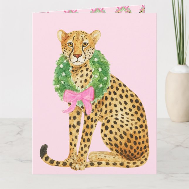 Christmas Wreath Leopard  Karte (Vorderseite)