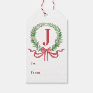 Christmas Wreath Monogram Geschenkanhänger