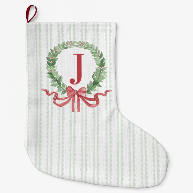 Christmas Wreath Monogram Großer Weihnachtsstrumpf (Vorderseite)