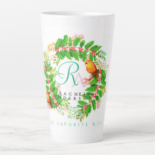 Christmas Wreath Monogram White Milchtasse