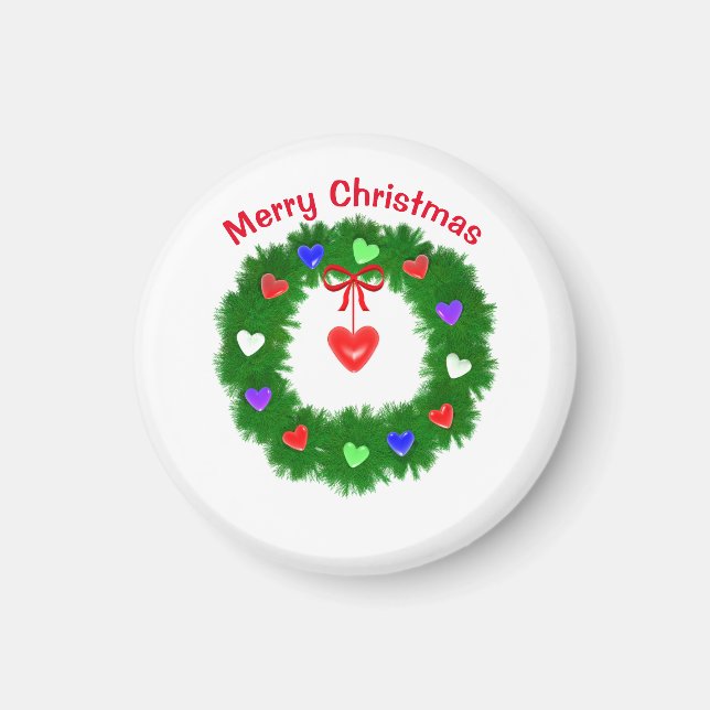 Christmas Wreath of Hearts Magnet (Vorne)