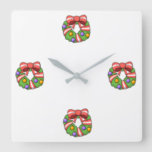 **CHRISTMAS WREATH OH CHRISTMAS WREATH** CLOCK QUADRATISCHE WANDUHR