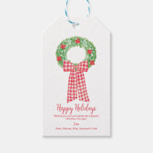 Christmas Wreath Red Gingham - Geschenk-Tag Geschenkanhänger