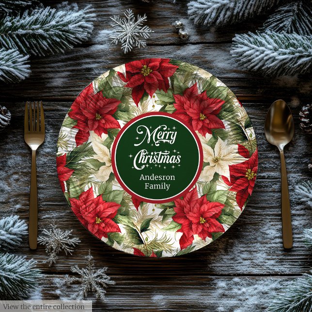 Christmas Wreath Red Green Modern Paper Plates  Pappteller (Christmas Wreath Red Green Modern Paper Plates )
