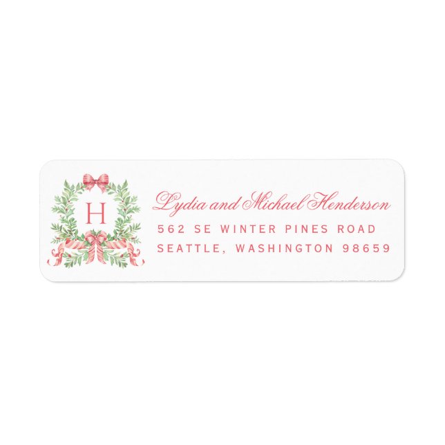 Christmas Wreath Red Script Return Address (Vorne)