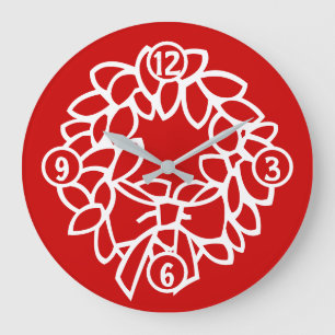 Christmas Wreath Round Wall Clock Große Wanduhr