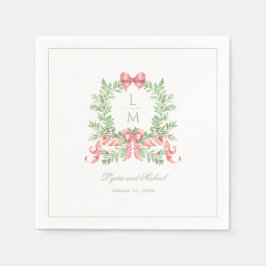 Christmas Wreath w Candy Cane Bow | Monogramm Serviette