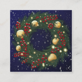 Christmas wreath with pine branches quadratische visitenkarte