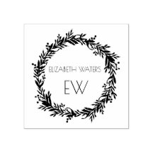 CHRISTMAS WREATHOLZKUNST BRIEFMARKE MIT INITIALEN